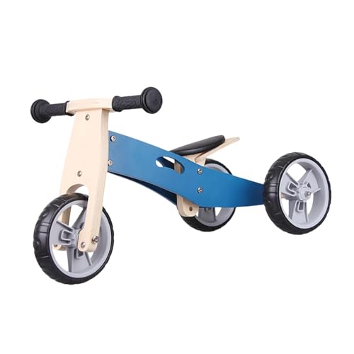 Qianly Hölzernes Aufsitzspielzeug für Kleinkinder, erstes Fahrrad, Kinder, Schiebe-Laufspielzeug, Laufrad, Spielzeug für Kleinkinder, BLAU von Qianly