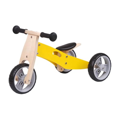 Qianly Hölzernes Aufsitzspielzeug für Kleinkinder, erstes Fahrrad, Kinder, Schiebe-Laufspielzeug, Laufrad, Spielzeug für Kleinkinder, GELB von Qianly