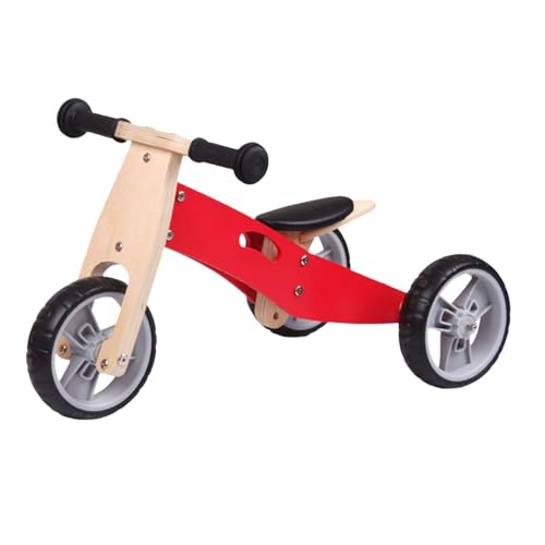 Qianly Hölzernes Aufsitzspielzeug für Kleinkinder, erstes Fahrrad, Kinder, Schiebe-Laufspielzeug, Laufrad, Spielzeug für Kleinkinder, ROT von Qianly
