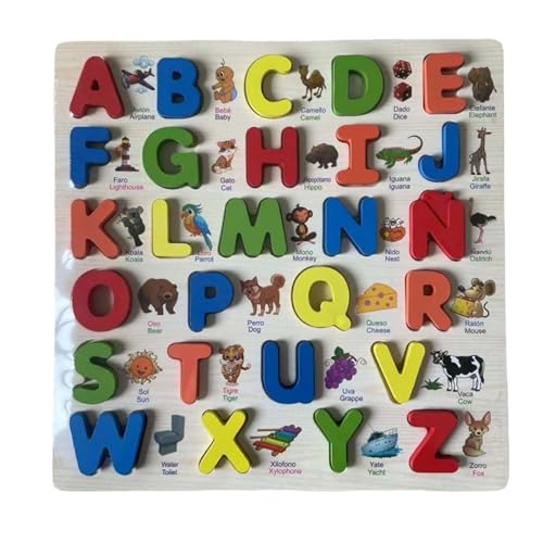 Qianly Holz Puzzle mit Alphabet Und Zahlen, Spanische Buchstaben von Qianly