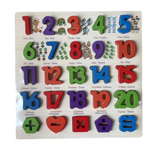 Qianly Holz Puzzle mit Alphabet Und Zahlen, Spanische Ziffern von Qianly