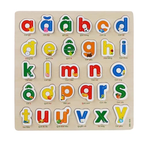 Qianly Holz Puzzle mit Alphabet Und Zahlen, Vietnamesisch A von Qianly