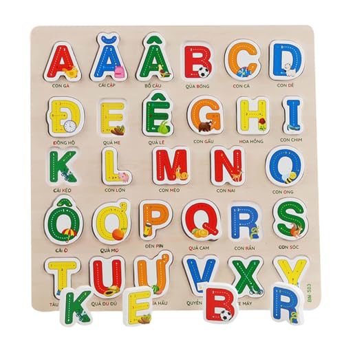 Qianly Holz Puzzle mit Alphabet Und Zahlen, Vietnamesisch B von Qianly