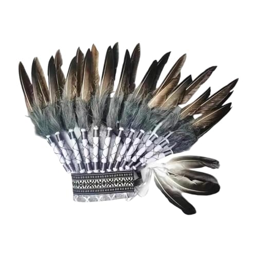 Qianly Indianer-Kopfschmuck, Kopfbedeckung, Rollenspiele, Kostümzubehör, amerikanischer Häuptling, Indianerhut, Kopfbedeckung für Party, Bühnenshow, Männer Qianly Indianer-Kopfschmuck, Kopfbedeckung, Rollenspiele, Kostümzubehör, amerikanischer Häuptling, Indianerhut, Kopfbedeckung für Party, Bühnenshow, Männer von Qianly