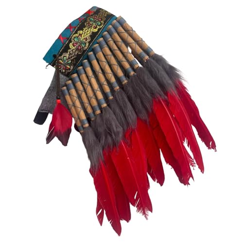 Qianly Indianer-Kopfschmuck für Häuptlinge, Hut, Kopfschmuck für Maskerade, Rot Qianly Indianer-Kopfschmuck für Häuptlinge, Hut, Kopfschmuck für Maskerade, Rot von Qianly