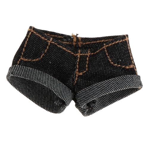 Qianly Jeansshorts Kostüm Im Maßstab 1/12, Heißes Short Pants Ankleide für 6'' Puppen, Schwarz von Qianly