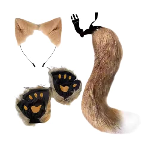 Qianly Katzenfuchsohren und Schwanz-Set, Cosplay-Kostüme, Zubehör für Rollenspiele, Braun Qianly Katzenfuchsohren und Schwanz-Set, Cosplay-Kostüme, Zubehör für Rollenspiele, Braun von Qianly