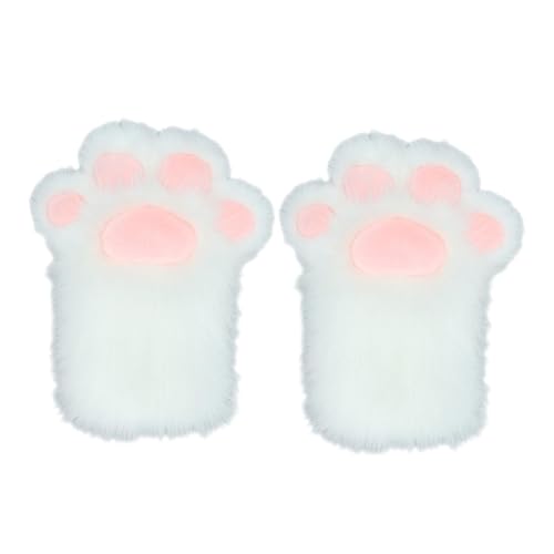 Qianly Katzenpfoten Handschuhe für Rollenspiele Und Mottopartys, Rosa Pads Weiß von Qianly