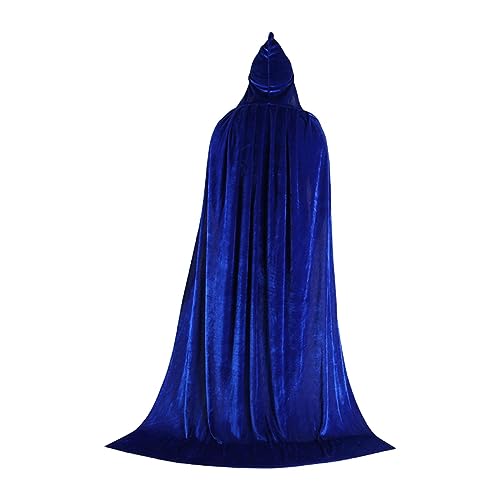 Qianly Kinder Halloween Cosplay, Langer Umhang mit Kapuze, Cape Zubehör, Weicher, Hautfreundlicher Stoff, Strapazierfähiges Teufelskostüm für Ausgefallenes C, Blau, 70CM von Qianly