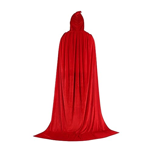 Qianly Kinder Halloween Cosplay, Langer Umhang mit Kapuze, Cape Zubehör, Weicher, Hautfreundlicher Stoff, Strapazierfähiges Teufelskostüm für Ausgefallenes C, Rot, 70CM von Qianly