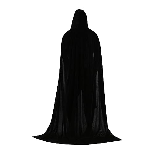 Qianly Kinder Halloween Cosplay, Langer Umhang mit Kapuze, Cape Zubehör, Weicher, Hautfreundlicher Stoff, Strapazierfähiges Teufelskostüm für Ausgefallenes C, Schwarz, 70CM von Qianly