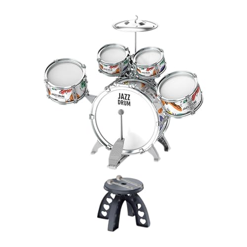 Qianly Kinder Jazz Drum Set Bass Drum Kits mit Hocker Pedal Percussion Musikinstrument Spielzeug für Geburtstagsgeschenk Kindergarten Kinder, Stil B von Qianly