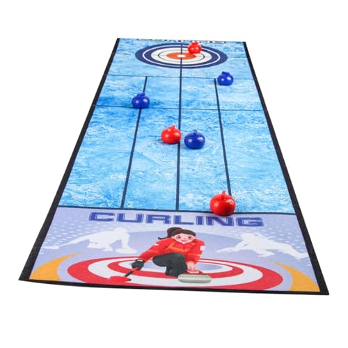 Qianly Kinderspiel für Den Tisch, Curling für Familienabende, Spiel für 2–6 Teilnehmer, Curlingmatte von Qianly