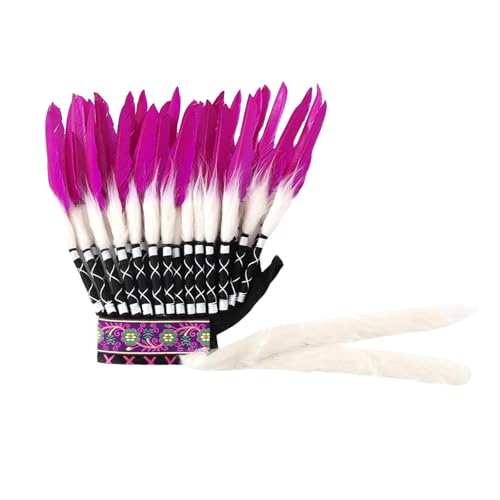 Qianly Künstlicher Federkopfschmuck Indianerhäuptling Hut Häuptling Kostüm Kopfschmuck für Party, Rosenrot 55cmx45cm Qianly Künstlicher Federkopfschmuck Indianerhäuptling Hut Häuptling Kostüm Kopfschmuck für Party, Rosenrot 55cmx45cm von Qianly