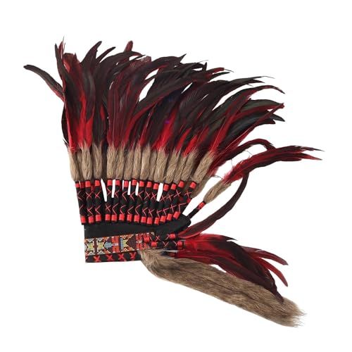 Qianly Künstlicher Federkopfschmuck Indianerhäuptling Hut Häuptling Kostüm Kopfschmuck für Party, Rot 55cmx55cm Qianly Künstlicher Federkopfschmuck Indianerhäuptling Hut Häuptling Kostüm Kopfschmuck für Party, Rot 55cmx55cm von Qianly