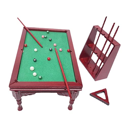 Qianly Mini 1/12 Maßstab Billardtisch Billard Ball Set Modell Zimmer Möbel Dekoration von Qianly