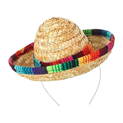 Qianly Mini Sombrero für Kostümpartys Und Festivals, Bunter Streifen, Beiger Hut von Qianly