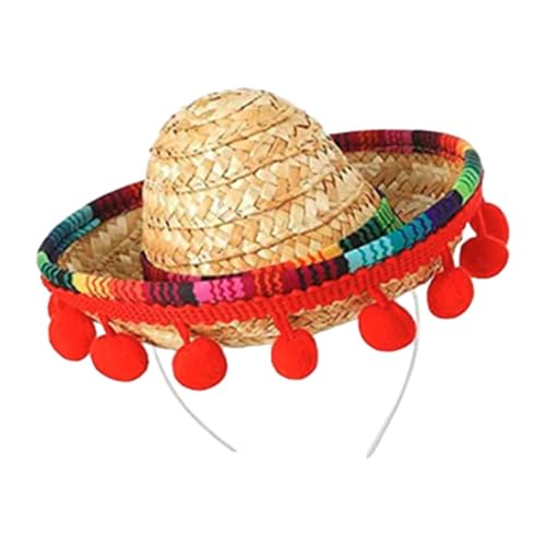 Qianly Mini Sombrero für Kostümpartys Und Festivals, Rote Bälle, Beiger Hut von Qianly