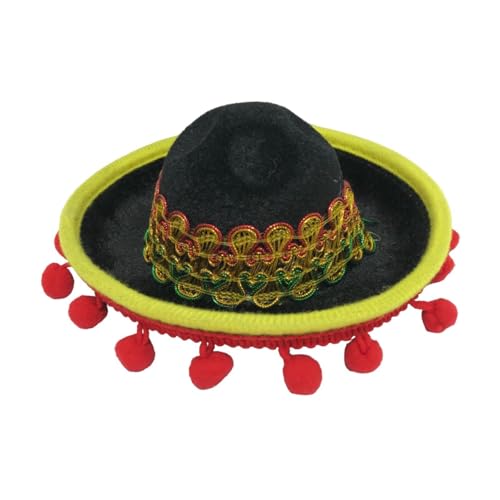 Qianly Mini Sombrero für Kostümpartys Und Festivals, Rote Bälle, Beiger Hut von Qianly