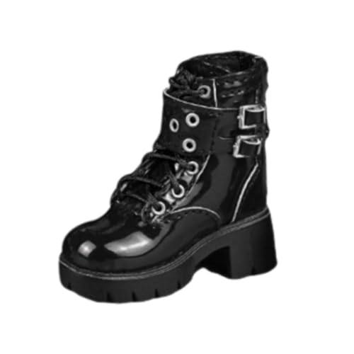 Qianly Miniatur PU Schuhe Im Maßstab 1/6 für Puppen, Handgefertigte Stiefel für 12 Zoll Figuren, Schwarz von Qianly