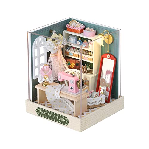 Qianly Miniatur Puppenhaus Bausätze, 3D Puzzle, Dekorationen mit Lichtern, Winzige Bausätze, Heimdekor, Holz Puppenhausmodell, Mini Hausmodell für Kinder, Glücksstudio von Qianly