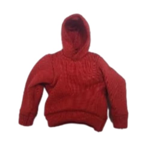 Qianly Mode Kapuzenpullover Im Maßstab 1:12, Modische Langarm Kleidung, Sweatshirt für 15,2 cm Große Männliche Figuren, Kostüm, Cosplay Zubehör, Rot von Qianly