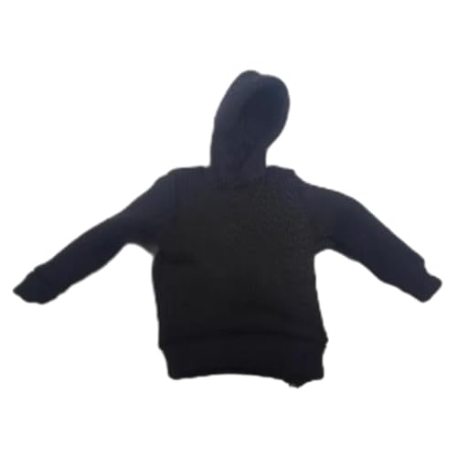 Qianly Mode Kapuzenpullover Im Maßstab 1:12, Modische Langarm Kleidung, Sweatshirt für 15,2 cm Große Männliche Figuren, Kostüm, Cosplay Zubehör, Schwarz von Qianly