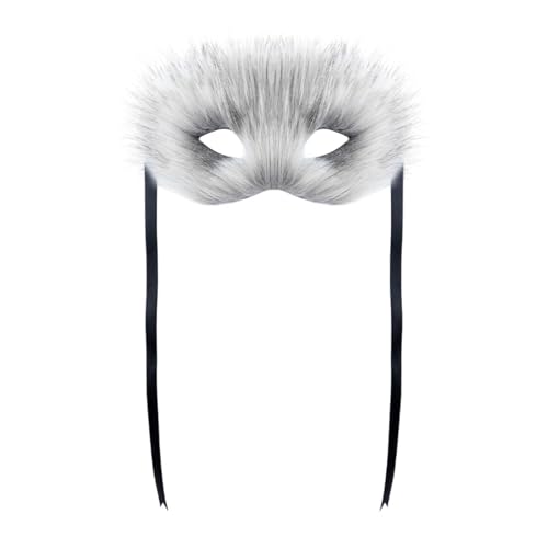 Qianly Pelzfuchs Gesichtsmaske Requisiten venezianische Partymaske für Nachtclub Dress Up Maskerade, Grau von Qianly