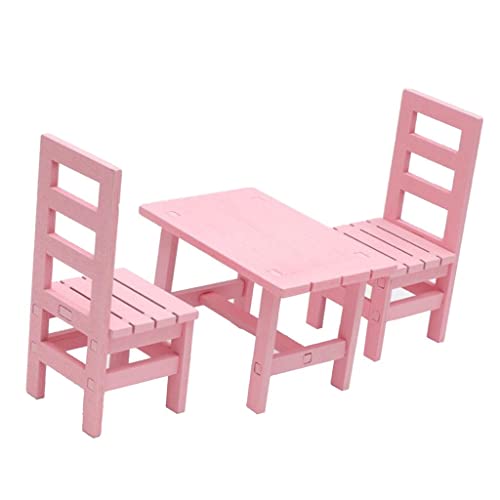 Qianly Puppenhausmöbel Set für 1:6 Figuren, Tisch und Stühle für Essbereich, Pink von Qianly