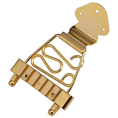 Qianly Saitenhalter Brücke, Verdrahteter Rahmen für 6 Saitige Archtop Jazzgitarre, Golden von Qianly