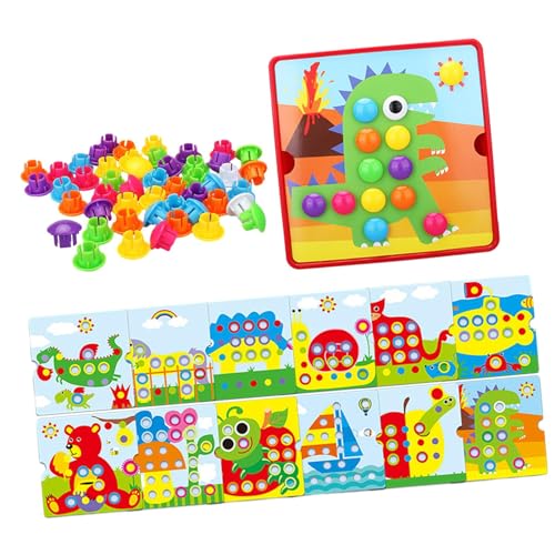 Qianly Steckspiel mit bunten Pilznägeln, Puzzle für Kinder im Alter von 2 bis 4 Jahren, Stil D von Qianly