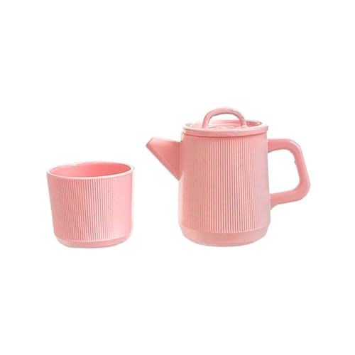 Qianly Teekanne Und Tasse für Puppenhaus, Spielzeug Und Küchenzubehör, Hell-Pink von Qianly