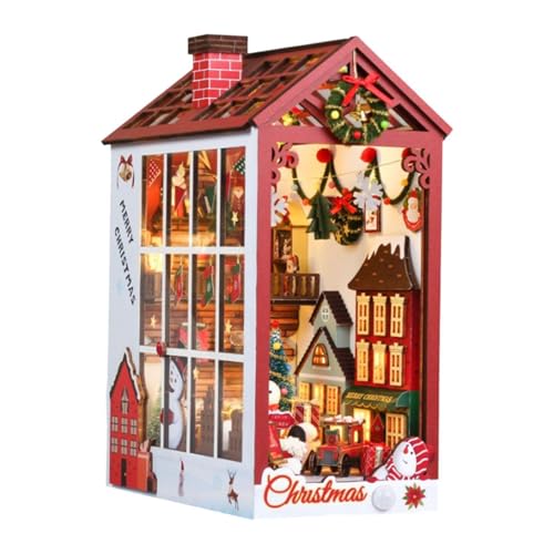 Qianly Weihnachts Buchstützen für Puppenhaus, Miniatur Puzzle Zum Selbermachen von Qianly