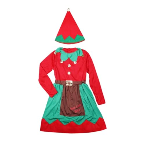 Qianly Weihnachtskostüm Set Bestehend aus Kostüm Hut Accessoires Und Oberteil aus Weichem Kammgarnstoff für Angenehmes Tragen für Rollenspiel Karneval, Mädchen S Qianly Weihnachtskostüm Set Bestehend aus Kostüm Hut Accessoires Und Oberteil aus Weichem Kammgarnstoff für Angenehmes Tragen für Rollenspiel Karneval, Mädchen S von Qianly