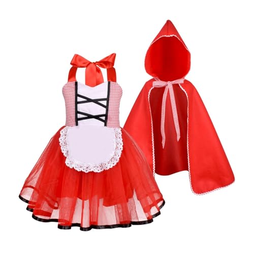 Qianly Weihnachtskostüm für Mädchen mit rotem Kleid und Umhang für Karneval, Party und Festival von Qianly