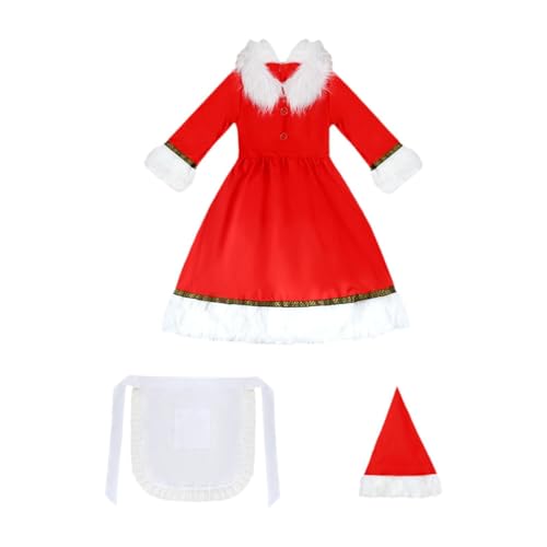 Qianly Weihnachtsmannkostümkleid mit Mütze Und Schürze für Nachtclub Mädchen Cosplay, Rot, S Qianly Weihnachtsmannkostümkleid mit Mütze Und Schürze für Nachtclub Mädchen Cosplay, Rot, S von Qianly