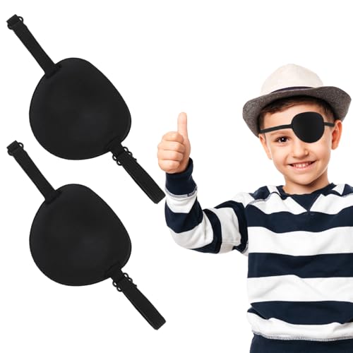 Qianyu 2 Stück Augenklappen Pirate 3D-Verstellbare Augenmaske Eine Amblyopie Augenabdeckung Cosplay Augenklappe Lazy Eye Medizinische Augenmaske für Cosplay-Kostüm für Erwachsene Strabismus Karneval von Qianyu