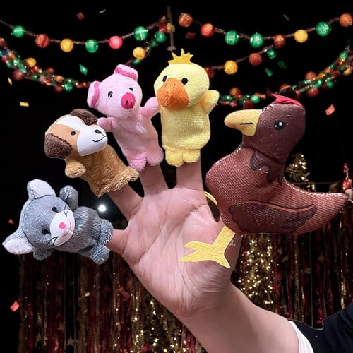 5 Stück Min-i Tier Fingerpuppen, Finger Plüschtier Set, Finger Puppen Set, Min-i PlüschFingerpuppen Baby, Cartoon KleineFingerpuppen Tiere von Qidures