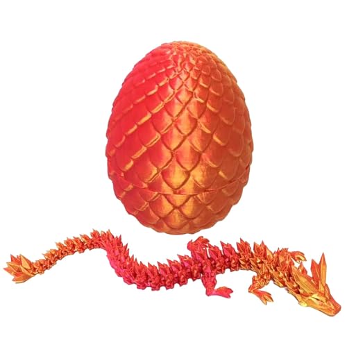 Qikam 3D Gedrucktes Drachenei mit Drache, Geheimnisvolle Drachen Spielzeug Realistische Beweglicher Drachen Figuren Flexible Gelenke Kristall Drache Geschenk Kinder und Erwachsene von Qikam