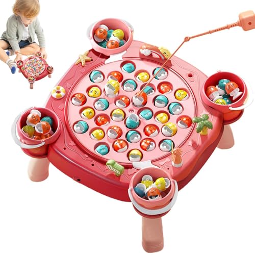 Qikam Angelspiel, Kinder Angelspiel - Rotierende Fischaktivitätsbrett | Fischereispiel Magnetisches Set mit Musik pädagogischer Feinmotorik Aktivität für Kinder im Alter von 3 bis 5 Jahren von Qikam