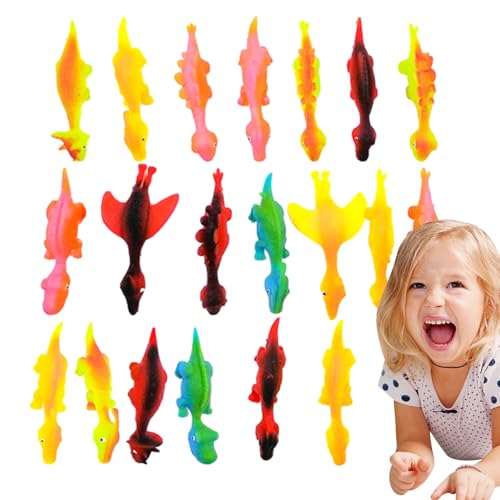 Qikam Fingerschleuder - 20er-Pack -Dino-Figuren aus Gummi - Finger- -Spielzeug, große Partygeschenke, Dino-Shooter-Spiel, Finger-Dinosaurier-Tierspielzeug, lustige Gag-Geschenke von Qikam