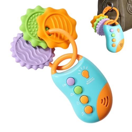 Qikam Musikalisches Babyspielzeug,Musikalisches Smart-Remote-Schlüsselspielzeug | Gefälschter Autoschlüssel, Baby-Beißring, beruhigendes Musikspielzeug,Pädagogischer Baby-Autoschlüssel-Beißring, von Qikam