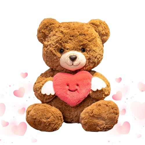 Qikam Valentines Bear, Valentine Bear | Niedlicher Bären umarmen Herz Valentinstag Plüsch - 9.84in Zimmer Spielzeugwurf Kissen zum Muttertag, Hochzeit, Geburtstag, Frauen, Freundin von Qikam