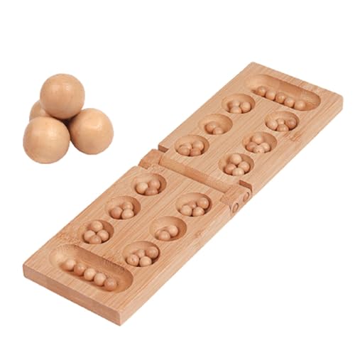 Spiel Mancala Brettspiel, Kalaha Spiel Erwachsene Brettspiel mit klappbarem Holzbrett -Familien Brettspiele-Mancala Spiele Strategisches Spiel für Kinder von Qikam