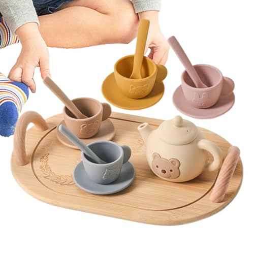 Teeservice, Rollenspielset Mit Und 4 Tassen, Motorik Lernspielzeug Rollenspiel Für Geburtstag Fest Weihnachten Teeservice, Rollenspielset Mit Und 4 Tassen, Motorik Lernspielzeug Rollenspiel Für Geburtstag Fest Weihnachten von Qikam