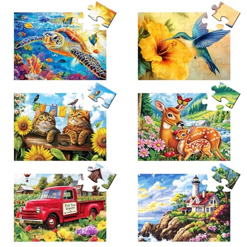 6 Packungen 16 große Teile Puzzle für Senioren, Demenz Alzheimer Produkte Aktivitäten für ältere Erwachsene, einfaches Puzzle Alzheimers Gedächtnis kognitives Spiel Geschenk für Patienten im von Qingdewan