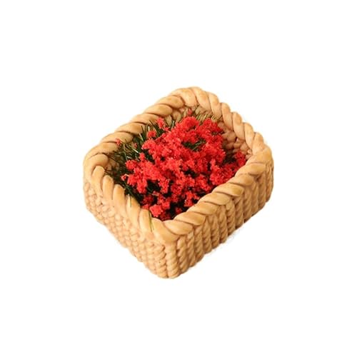 1:12 Dollhouse Miniatur Bambus Stoff Blume Korb Pflanze Ornament Mini Pflanze Grün Blumen Blumentopf Garten Haus Modell Dekoration von Qingsi