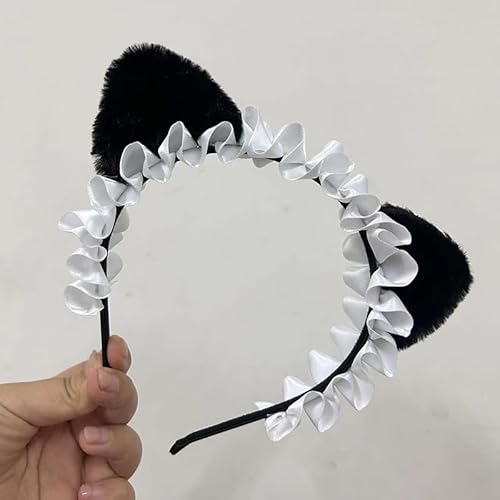 Qingsi Lolita Stirnband Spitze Schleife Haarband Dienstmädchen Anime Cosplay Kopfbedeckung Band Bowknot Niedliches Haarband Party Haarschmuck Perfekt für Cosplay von Qingsi