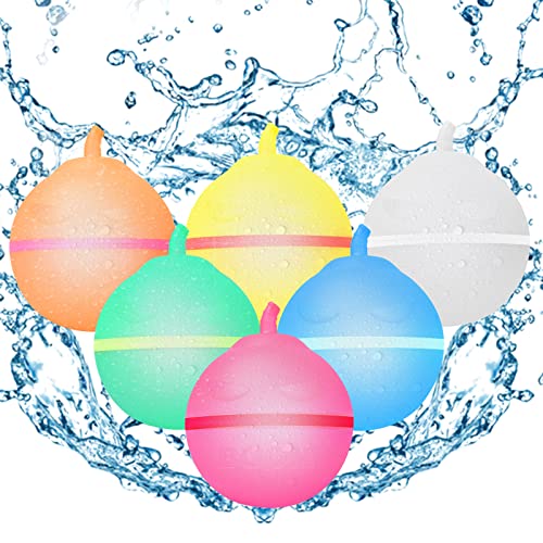 Wasserbomben 6 PCS Wasserbomben Selbstschließend Schnellfüller Wasserbomben Wiederverwendbaren Gemischt Wasserball für Kinder Sommer Draussen (Bombenmann) von Qingxiaotu