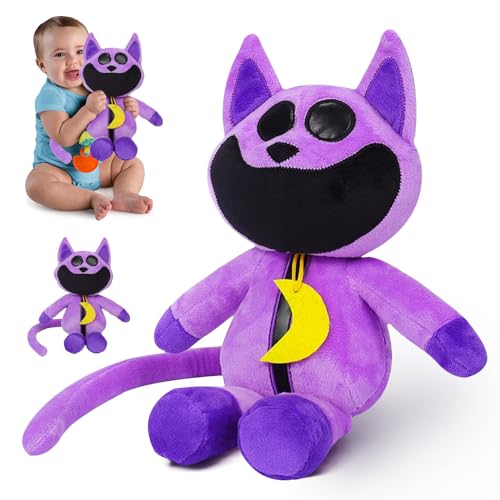 Qingxiaotu Cat nap,Smiling Critters,Lächelnde Critters Plush,Plushies Peripherie Spielzeug,Cute Cat Nap Cartoon Stuffed Anime Plush Toy for Game Fans Kids Birthday Gift (Lila Lächeln Katze) von Qingxiaotu